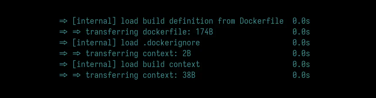 Snippet of typical output when building containers with Docker Buildx plugin.